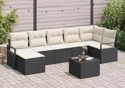 Set de canapele de grădină cu 7 piese din ratan sintetic maron - 1/5