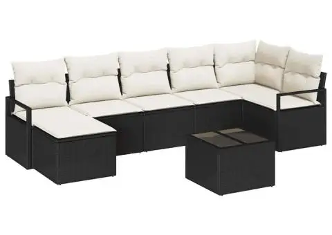 Set de canapele de grădină cu 7 piese din ratan sintetic maron - 2/5