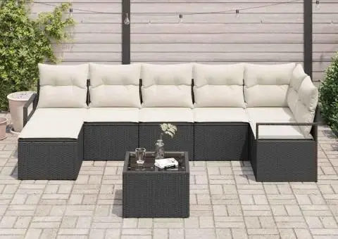 Set de canapele de grădină cu 7 piese din ratan sintetic maron - 3/5