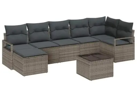 Set de Canapea de Grădină cu 7 Piese și Perne Ratan Poliester Negru - 2/5