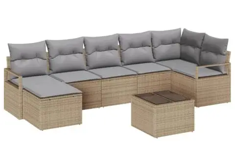 Set canapea de grădină 8 piese cu perne Black Poly Rattan - 2/5