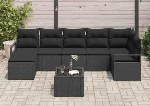 Set de canapea de grădină cu perne Bej Poliratan - 3/5