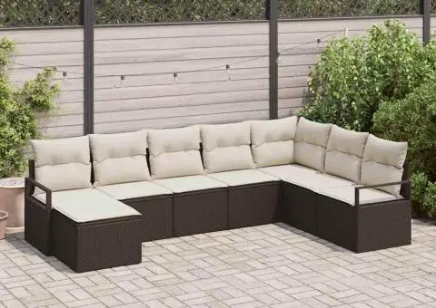 Set Canapea Grădină cu Perne Ratan Policolor Maro - 1/5