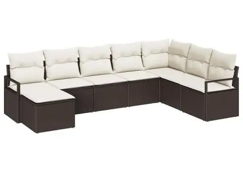 Set Canapea Grădină cu Perne Ratan Policolor Maro - 2/5