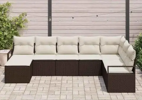 Set Canapea Grădină cu Perne Ratan Policolor Maro - 3/5