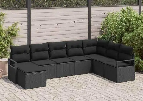 Set de canapea de grădină 8 piese Negru Ratan Poly - 1/5