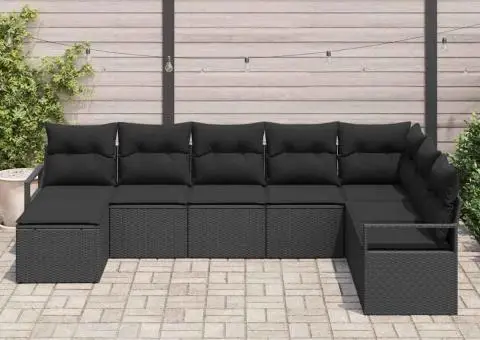 Set de canapea de grădină 8 piese Negru Ratan Poly - 3/5