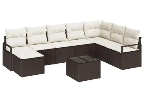 Set de canapea cu 8 piese și perne, ratan gri - 2/5