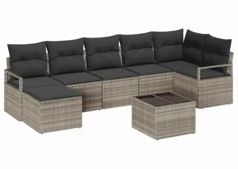 Set canapea de grădină cu perne gri poliratan - 2/5