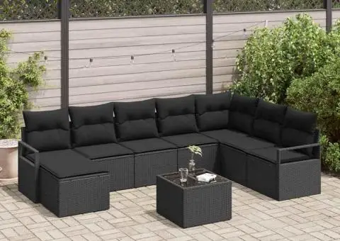 Set canapea de grădină cu perne bej din ratan poli - 1/5