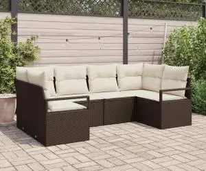 vidaXL Set de canapea grădină cu perne, maro, din ratan poli