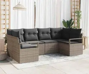 Set Canapea Grădină 6 Piese cu Perne Gri Ratan Polimer