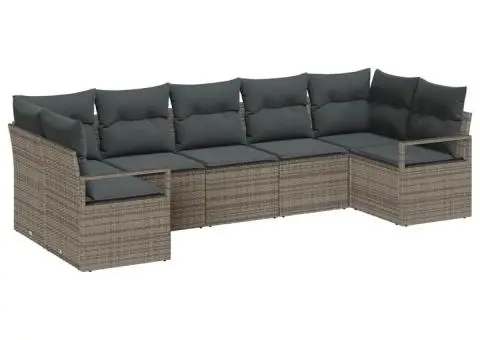 Set canapea de grădină cu perne gri din ratan poliester - 2/5