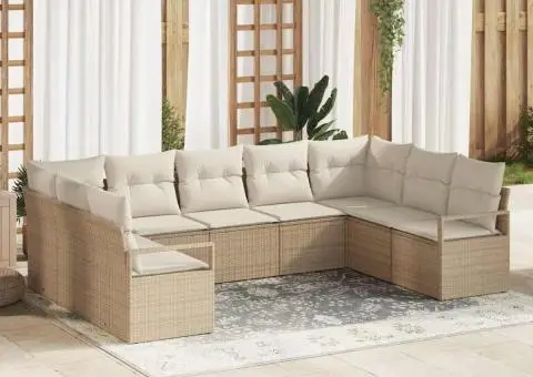 Set canape de grădină cu perne Bej din ratan poli - 1/5