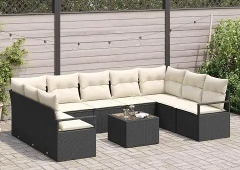 Set canapea de grădină cu 9 piese și perne Ratan Poli Maro - 3/5