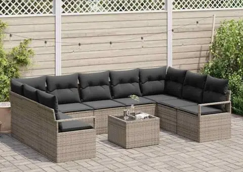 Set de Canapea de Grădină cu Perne din Poliratan Negru - 3/5