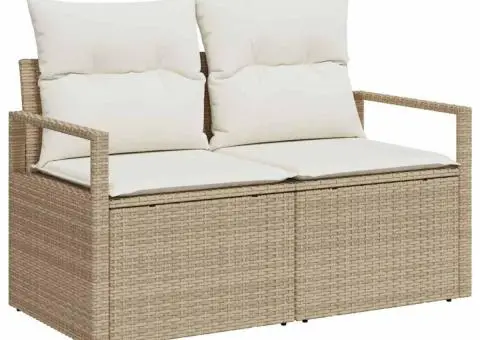 Set de Sofa de Grădină de 10 Piese cu Perne din Poliratan Maro - 4/5