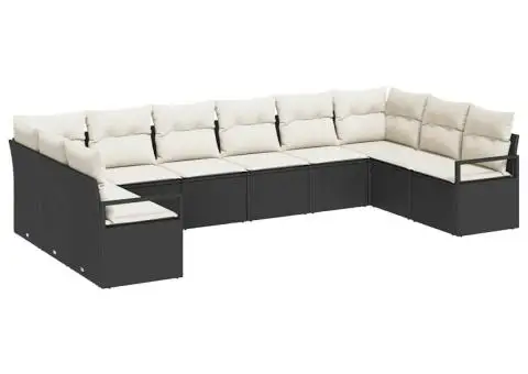 Set Canapea cu 10 Piese cu Perne Negru Ratan Polimer - 2/5