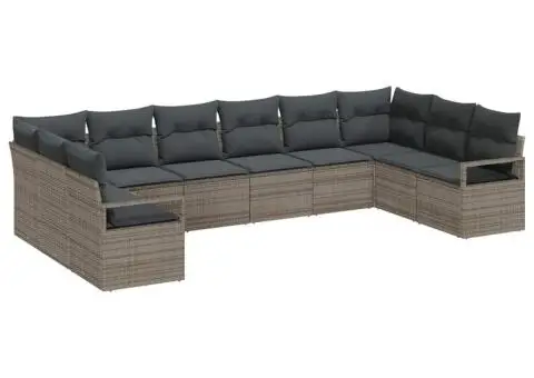 Set de canapea pentru grădină cu perne gri din ratan poli - 2/5