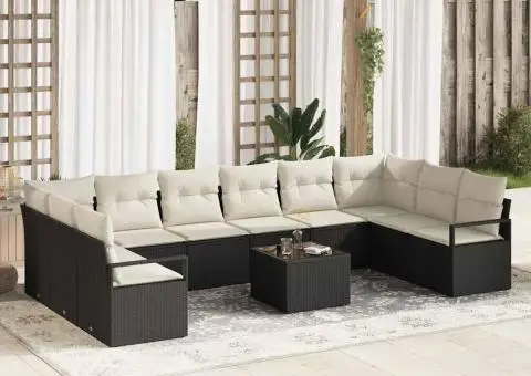 Set canapea de grădină de 10 piese cu perne Ratan sintetic maro - 1/5