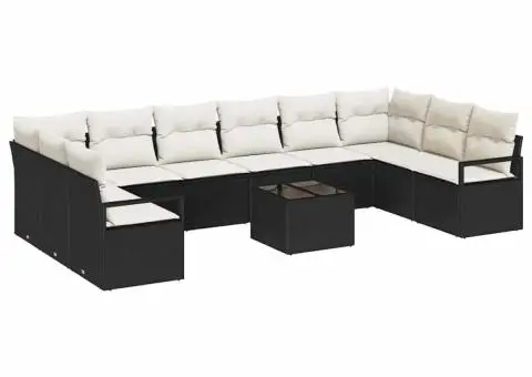 Set canapea de grădină de 10 piese cu perne Ratan sintetic maro - 2/5