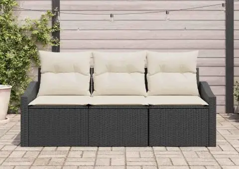 Set de canapele de grădină de 3 piese cu perne Bej din ratan poli - 3/5