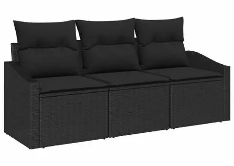 Set de canapea de grădină cu perne Negru Ratan Poli - 2/5