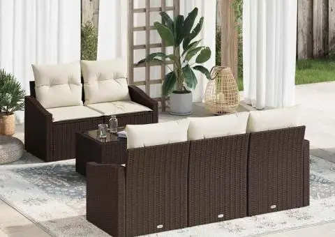 Set canapea grădină 6 piese cu perne Maro Poliratan - 1/5