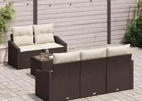 Set canapea grădină 6 piese cu perne Maro Poliratan - 3/5