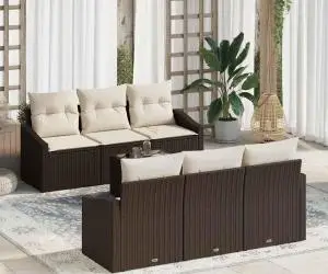 vidaXL Set de canapea de grădină cu perne maro pol ratan