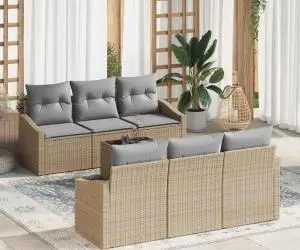 vidaXL Set canapele grădină cu perne bej din ratan poliester