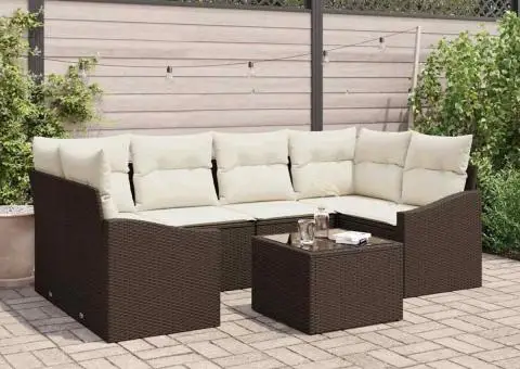 Set de Canapele Grădină cu Perne Maro Poliratan - 1/5