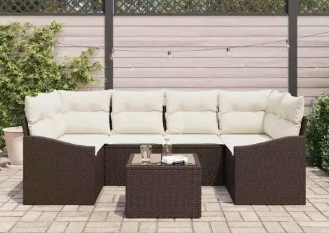 Set de Canapele Grădină cu Perne Maro Poliratan - 3/5