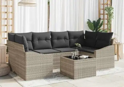 Set de canapele de grădină cu perne Gri deschis Ratan poli - 1/5