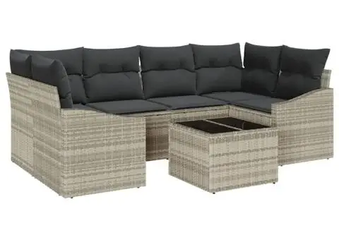 Set de canapele de grădină cu perne Gri deschis Ratan poli - 2/5