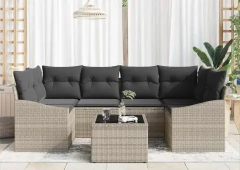 Set de canapele de grădină cu perne Gri deschis Ratan poli - 3/5