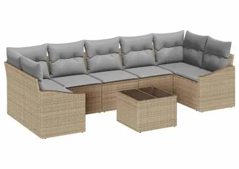 Set canapele grădină cu perne bej din ratan poli - 2/5