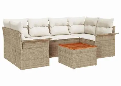 Set canapele grădină cu perne bej din ratan polimeric - 2/5