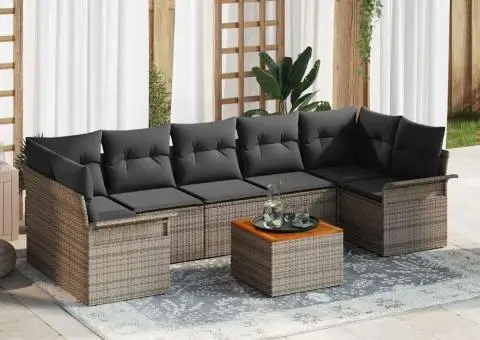 Set de canapea de grădină cu perne gri din ratan poli - 1/5