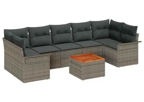 Set de canapea de grădină cu perne gri din ratan poli - 2/5