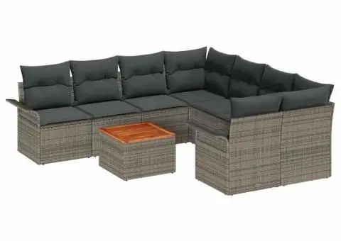 Set Canapea Grădină cu Perne Gri Ratan Acacia - 2/5