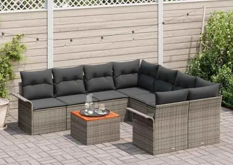 Set Canapea Grădină cu Perne Gri Ratan Acacia - 3/5