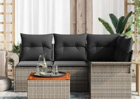 Set canapea grădină cu 5 piese și perne gri poliratan - 3/5