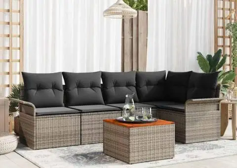 Set de canapea de grădină cu perne Gri din poliratan - 1/5