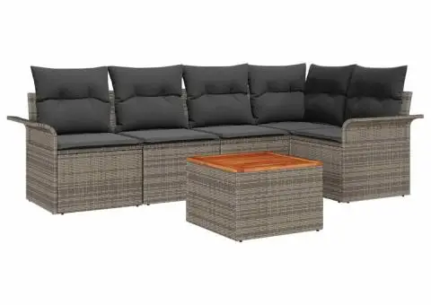 Set de canapea de grădină cu perne Gri din poliratan - 2/5