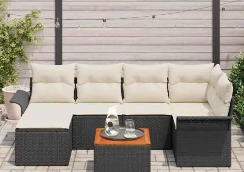 Set canapele de grădină cu perne Negru Poliratăn Acacia - 3/5