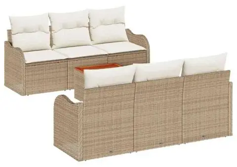 Set canapea grădină cu perne bej din ratan poliester - 2/5