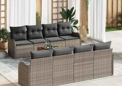 Set Canapea Grădină cu Perne Gri Poliratan Acacia - 1/5