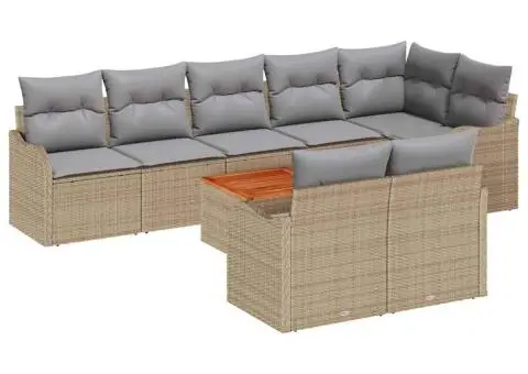 Set de canapele pentru grădină cu perne bej și ratan poli - 2/5