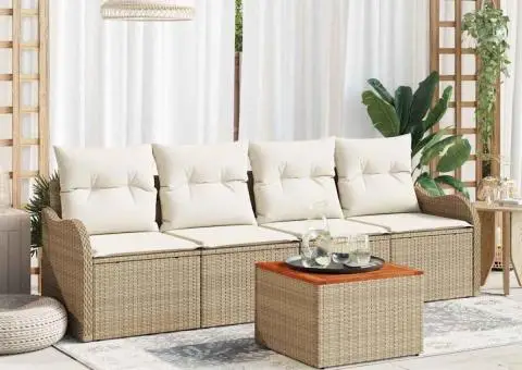 Set canapea grădină cu perne Bej Ratan Poli - 1/5